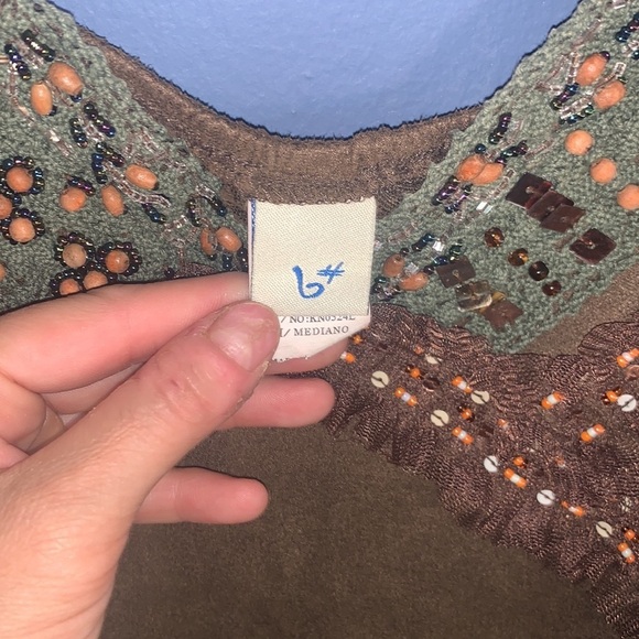 Cute brown Dress with beadwork size Medium - Picture 12 of 16